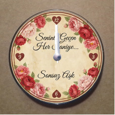 MS6002 Sevgili Aşk Temalı Magnet Saat Buzdolabı Süsü Duvar Saati 10,5cm