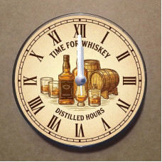 MS9002 Viski Temalı Magnet Saat Buzdolabı Süsü Duvar Saati 10,5cm