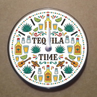 MS9006 Tekila Temalı Magnet Saat Buzdolabı Süsü Duvar Saati 10,5cm