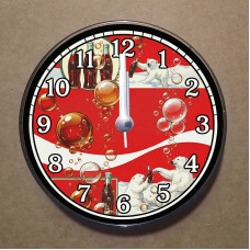 MS9007 Cola Temalı Magnet Saat Buzdolabı Süsü Duvar Saati 10,5cm