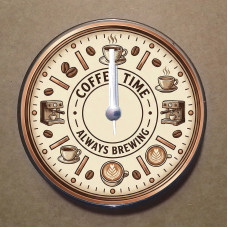 MS9009 Kahve Temalı Magnet Saat Buzdolabı Süsü Duvar Saati 10,5cm