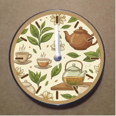 MS9010 Çay Temalı Magnet Saat Buzdolabı Süsü Duvar Saati 10,5cm