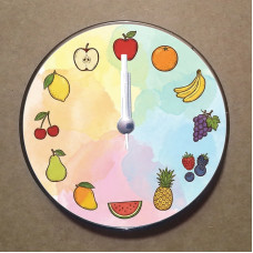 MS9012 Meyveler Temalı Magnet Saat Buzdolabı Süsü Duvar Saati 10,5cm