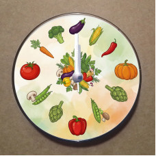 MS9013 Sebzeler Temalı Magnet Saat Buzdolabı Süsü Duvar Saati 10,5cm
